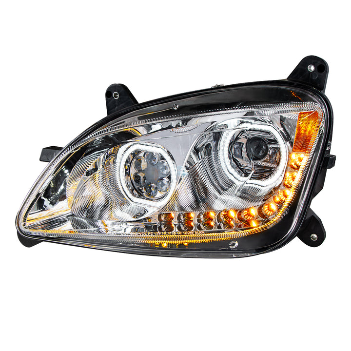 Chrome 10 LED Headlight For Peterbilt 587 (2010-2016) &amp; 579 (2012-2021)- Driver Side