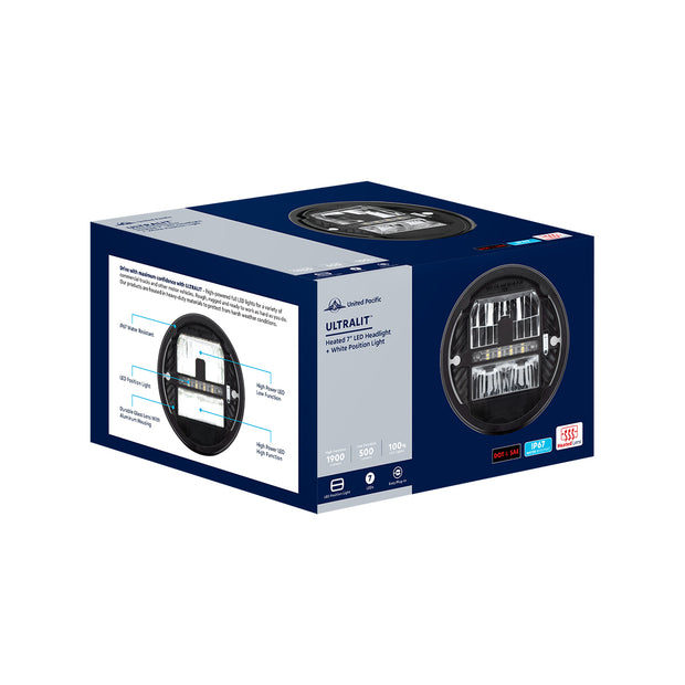 ULTRALIT - Heated 7" LED Headlight With White Position Light
