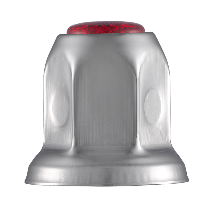 33mm X 2" Chrome Steel Reflector Nut Cover With Flange - Red
