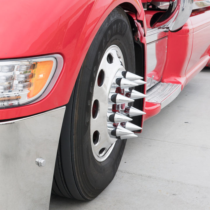 33mm X 4-1/8" Chrome Plastic Spike Nut Covers - Thread-On (60-Pack)