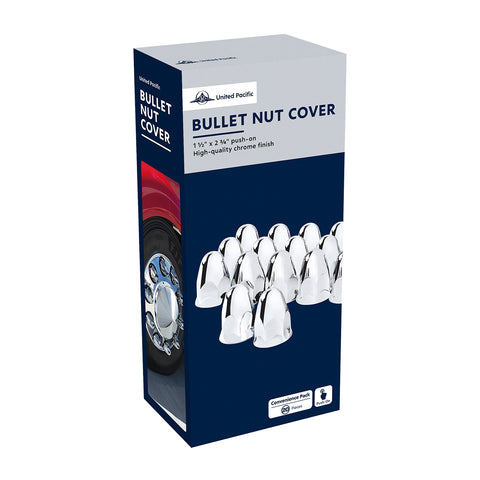 1-1/2" X 2-3/4" Chrome Plastic Slotted Bullet Nut Covers With Flange - Push-On (Color Box of 20)
