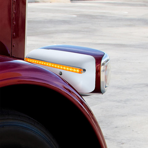 19 LED Rear Headlight Housing Cover For 2008-2023 Peterbilt 389 (Passenger)-Amber LED/Lens