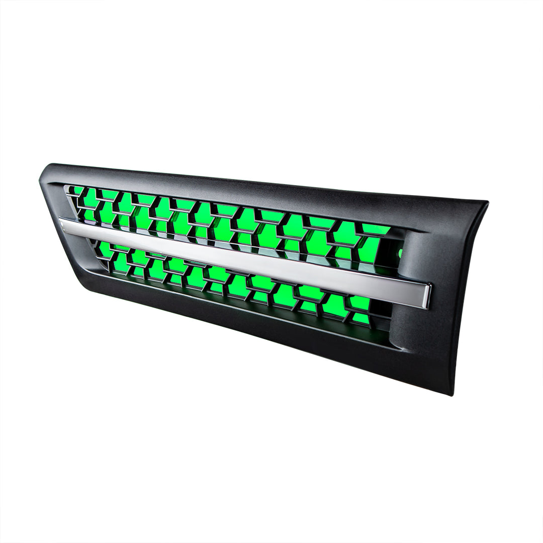 Hood Air Intake Grille With Green LED For 2018-2024 Freightliner Cascadia 126 - Driver