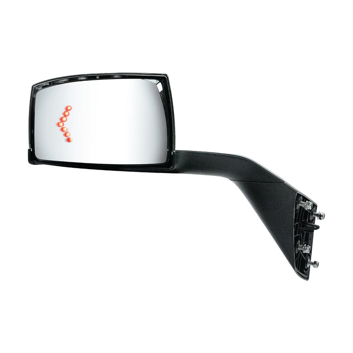 Hood Mirror Assembly W/LED Lights On Mirror Cover &amp; Glass For 2018-2024 Volvo VNL - Driver