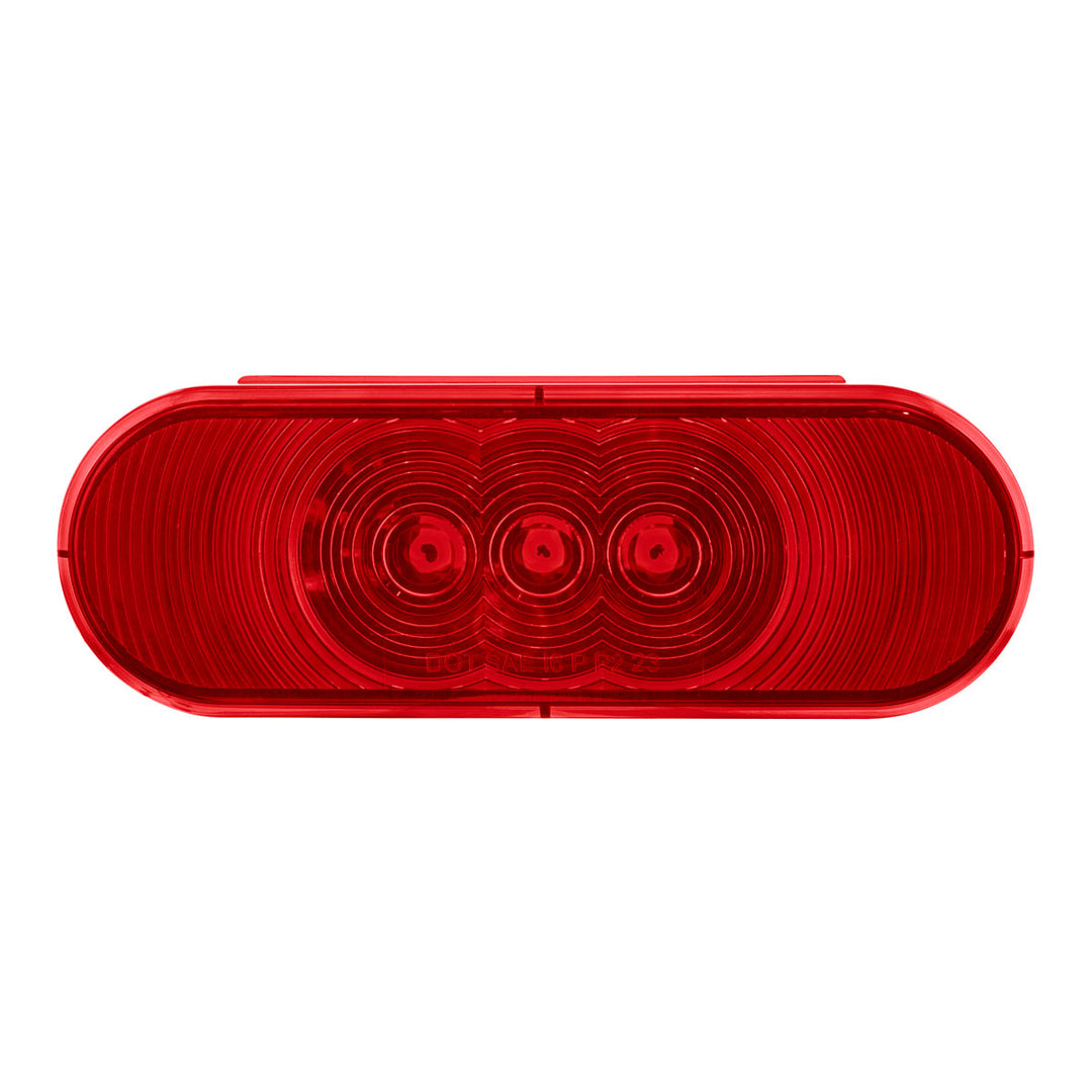 3 LED 6" Oval Light (Stop, Turn, &amp; Tail)- Red LED/Red Lens