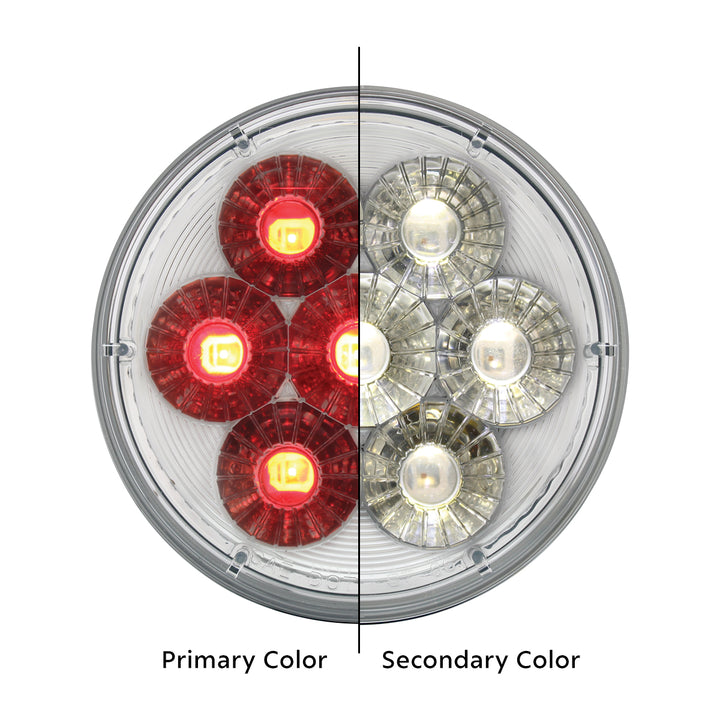 14  LED 4" Round Double Fury Light (Stop, Turn &amp; Tail) - Red &amp; White LED/Clear Lens