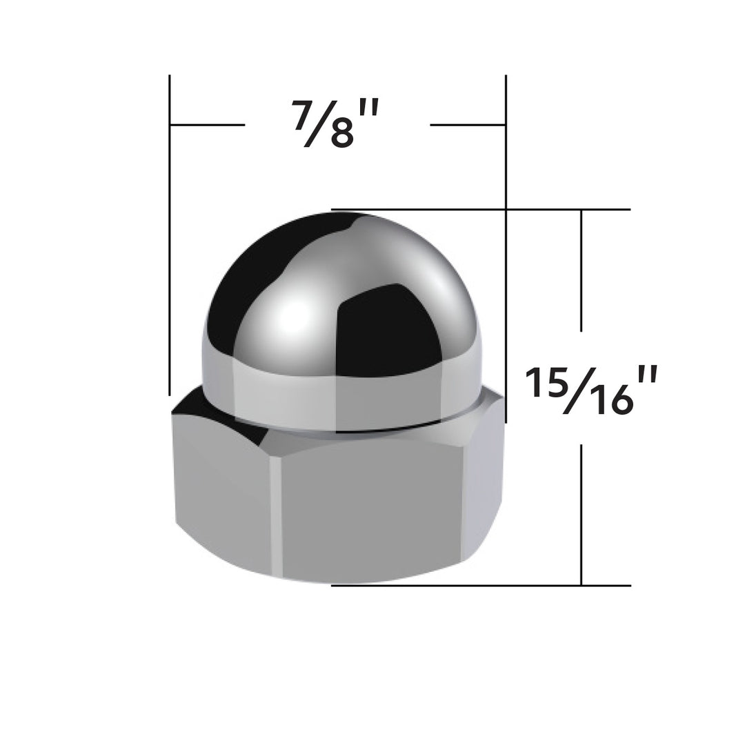 3/4" X 15/16" Chrome Die-Cast Acorn Nut Cover (50 pcs/Box)