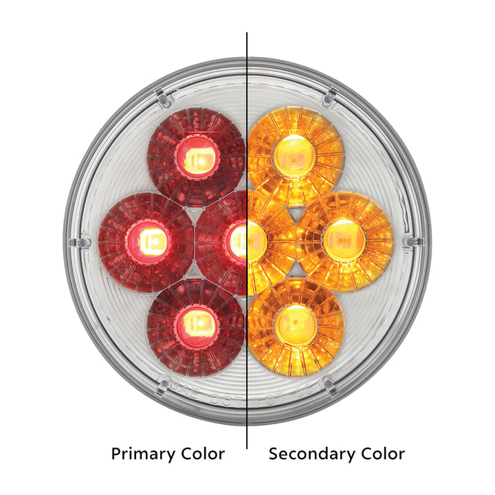 14 LED 4" Round Double Fury Light (Stop, Turn &amp; Tail) - Red &amp; Amber LED/ Clear Lens