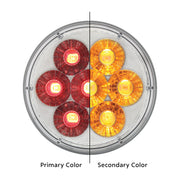 14 LED 4" Round Double Fury Light (Stop, Turn & Tail) - Red & Amber LED/ Clear Lens