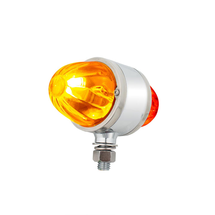 Star-Burst Chrome Double Face Glass Watermelon Light-Amber &amp; Red LED/Clear Lens