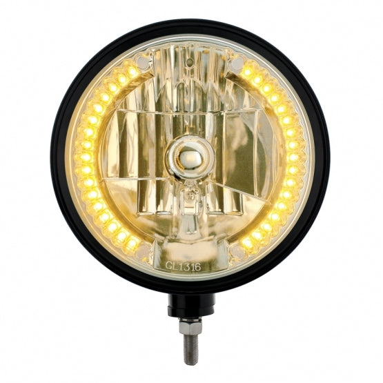 Black "Billet" Style Groove Headlight H4 Bulb With 34 Amber LED