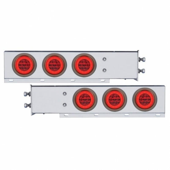 2-1/2" Bolt Pattern SS Spring Loaded Bar With 6X 21 LED 4" GloLight -Red LED & Lens (Pair)