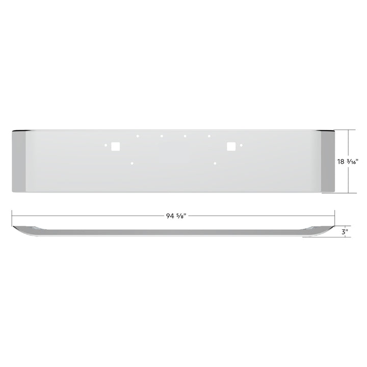 SS Clad Aluminum Bumper For 2008-2023 Peterbilt 389 - Curved Ends