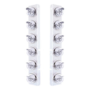 SS Front Air Cleaner Bracket With 12X 17 Amber LED Dual Function Reflector Lights & SS Visors For Peterbilt-Clear Lens