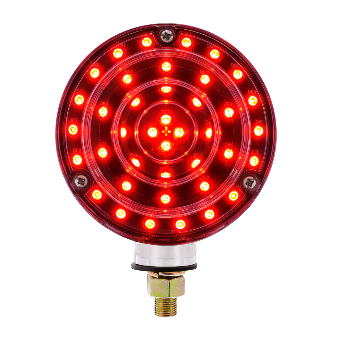 88 LED Single Stud Double Face Turn Signal Light - Amber &amp; Red LED/Clear Lens