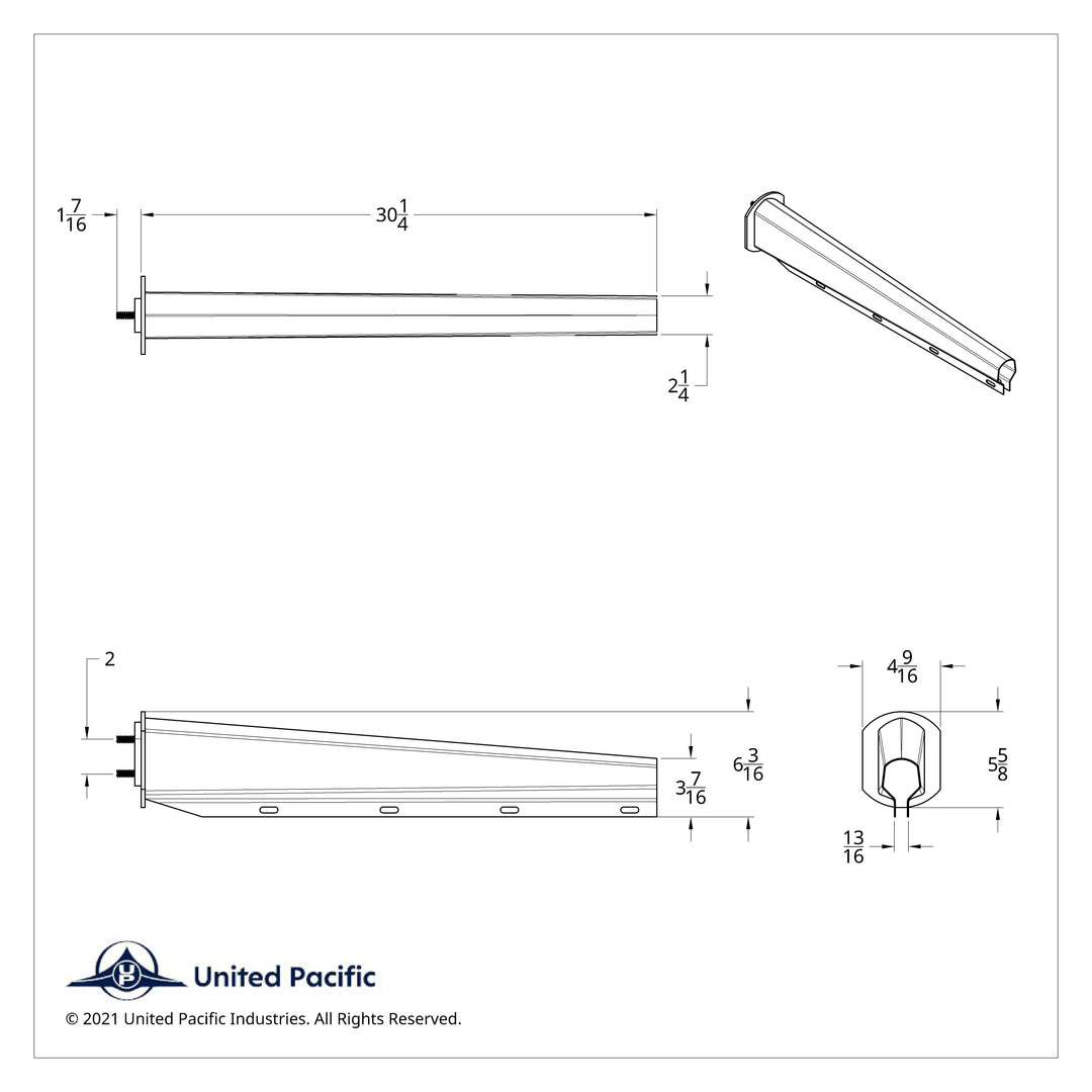 30" Stainless Steel Heavy Duty Mud Flap Hangers With Reflector - 2" Bolt Pattern (Pair)