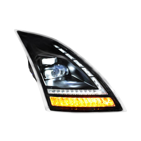 Blackout Full LED Headlight  With Switchable Sequential Turn Signal. 2018-2024 Volvo VNL-Passenger