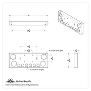 SS Rear Center Panel With 4X 10 LED 4" Lights & 6X 9 LED 2" Lights & Visors -Red LED/Clear Lens