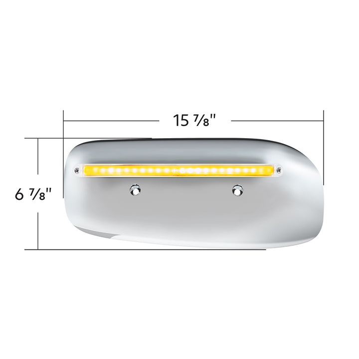 24 LED GloLight Rear Headlight Housing Cover For 2008-2023 Peterbilt 389 (Driver)- Amber LED/Clear Lens