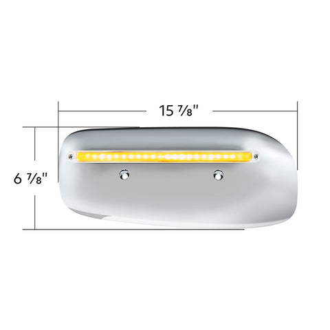 24 LED GloLight Rear Headlight Housing Cover For 2008-2023 Peterbilt 389 (Driver)- Amber LED/Clear Lens