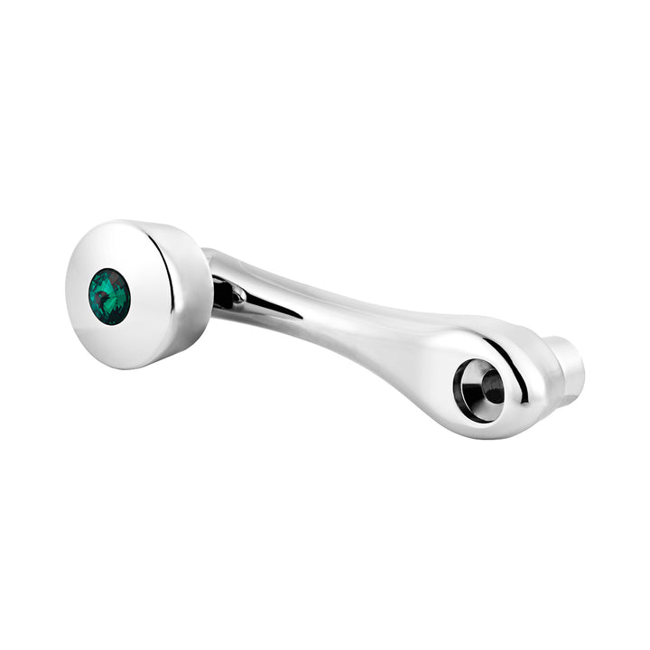 Chrome Die-Cast Window Crank With 16-Spline 7/16” OD Adapter - Green Crystal