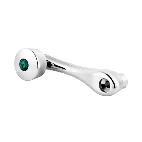 Chrome Die-Cast Window Crank With 16-Spline 7/16” OD Adapter - Green Crystal