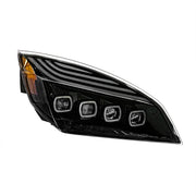 Black Quad-LED Headlight With LED DRL & Seq. Signal For 2018-2024 Freightliner Cascadia - Passenger