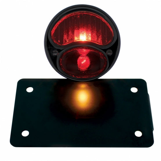 Black 1928 Ford Model A Style Tail Light Assembly With Horizontal Mounting Bracket For Motorcycle