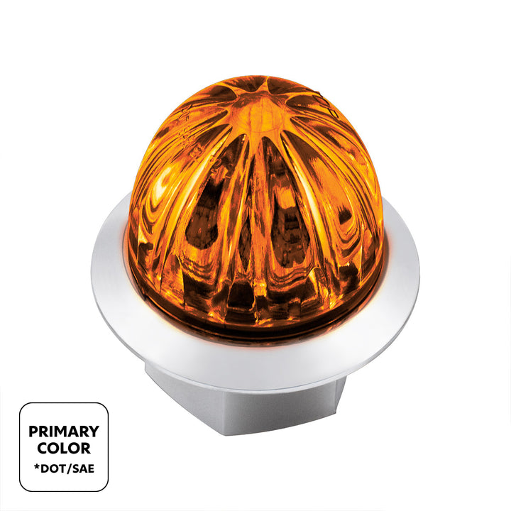 4 LED 3/4" Mini Watermelon Double Fury Light With Clear Lens (Clearance/Marker) - Amber &amp; Red LED