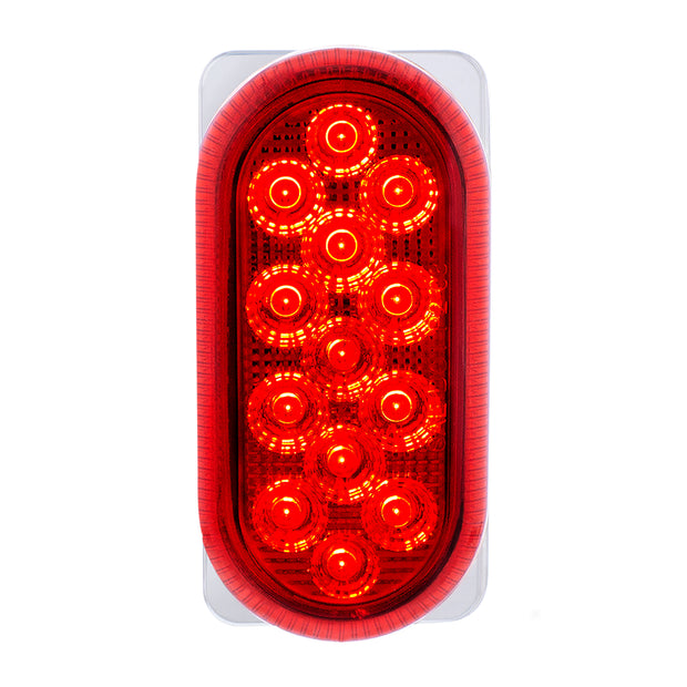 26 LED Dual Function Reflector Double Face Oval Light With SS Bracket - Amber & Red LED/Amber & Red Lens