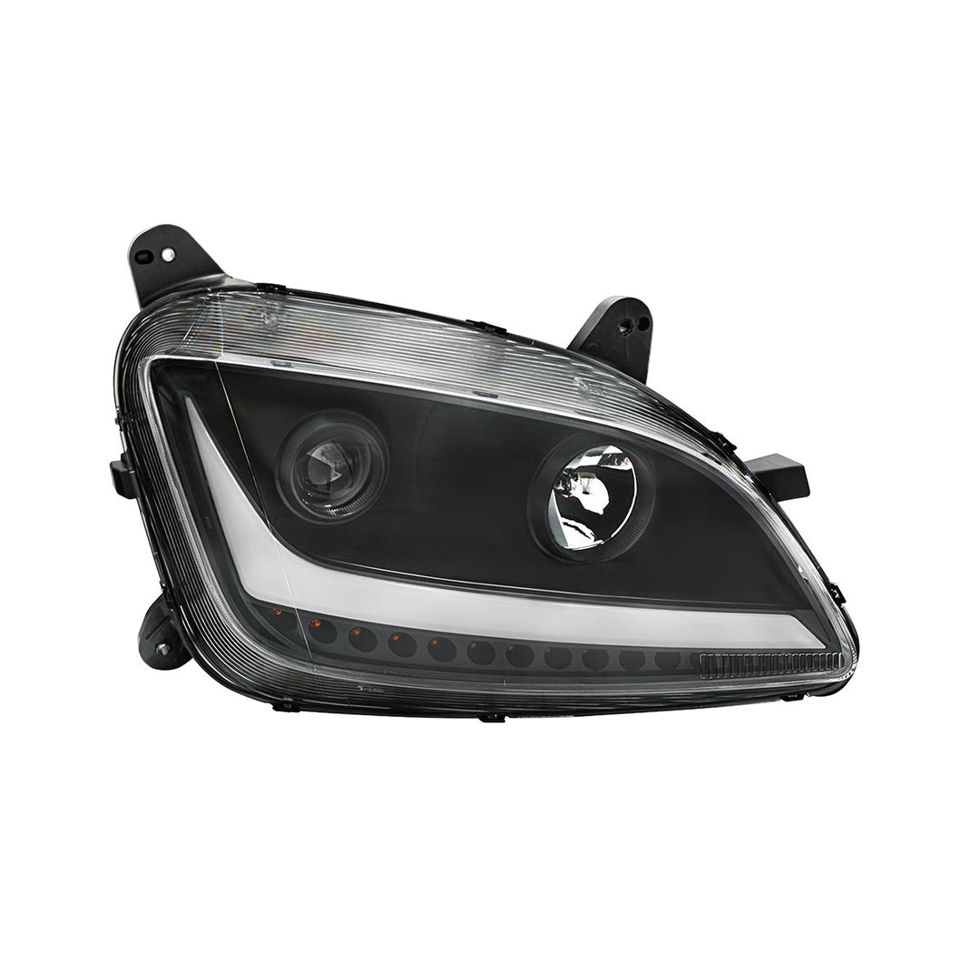 Black Projection Headlight With LED Position &amp; Sequential Signal For 2012-2021 Peterbilt 579- Passenger