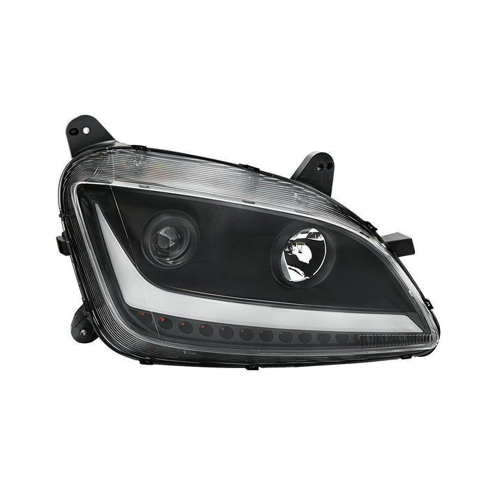 Black Projection Headlight With LED Position &amp; Sequential Signal For 2012-2021 Peterbilt 579- Passenger