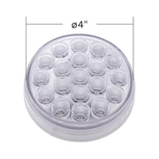 19 LED 4" Round Double Fury Light (Stop, Turn, Tail) With Warning Light - Red & Amber LED/Clear Lens