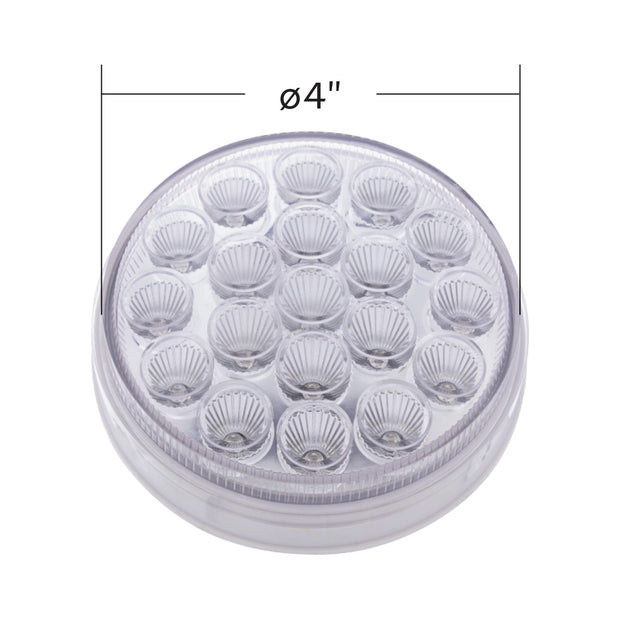 19 LED 4" Round Double Fury Light (Stop, Turn, Tail) With Warning Light - Red & Amber LED/Clear Lens