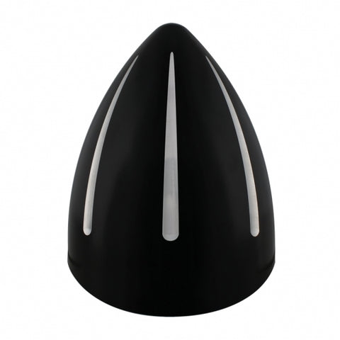 Black "Billet" Style Groove Headlight With Visor H4 Bulb With 34 Amber LED
