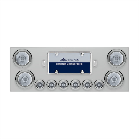 SS Rear Center Panel With Four 13 LED 4" Abyss Light & Six 4 LED 2" Lights & Bezels-Red LED/Clear Lens