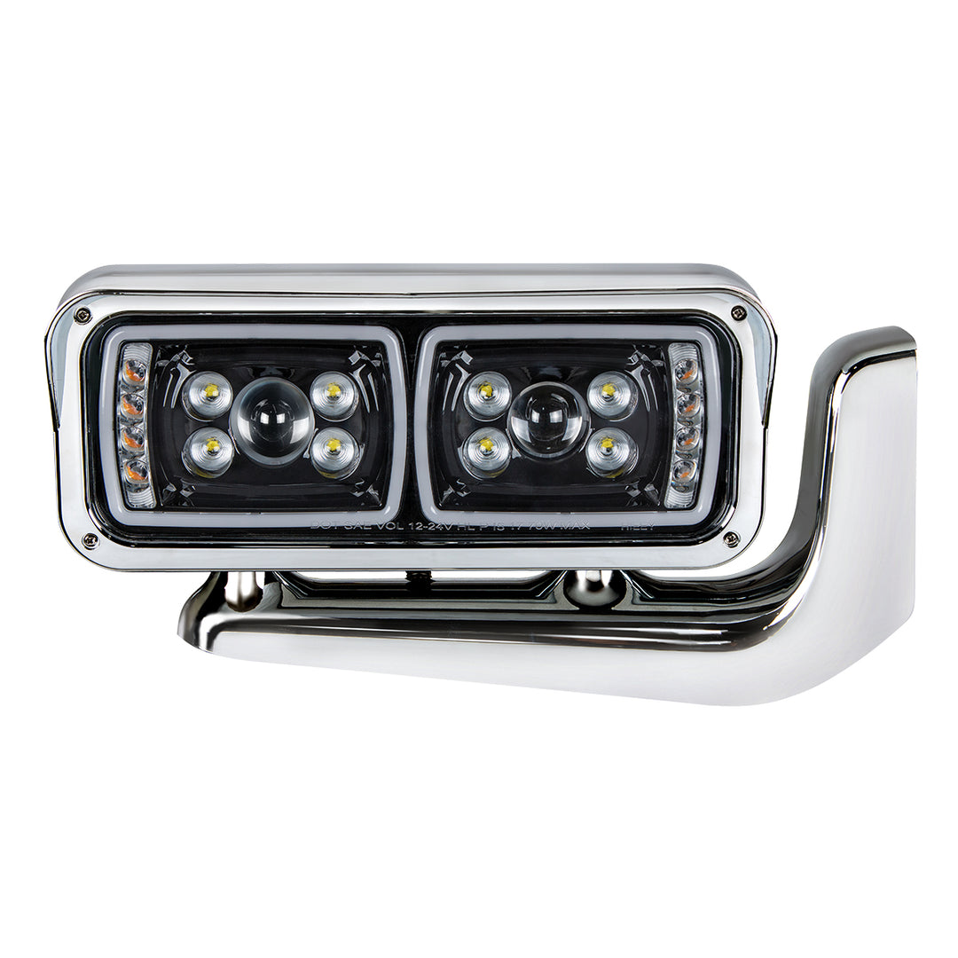 10 High Power LED "Blackout" Projection Headlight Assembly With Mounting Arm - Passenger