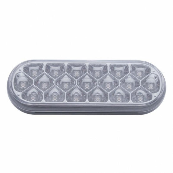 Stainless Top Mud Flap Plate With 3X 19 LED 6" Oval Lights &amp; Visors - Red LED/Clear Lens (Each)