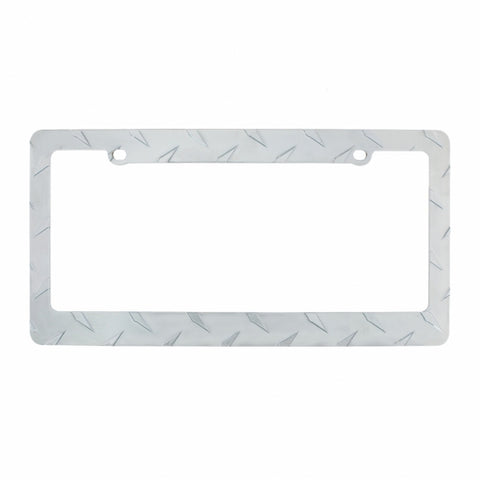 Diamond Plate License Plate Frame - Chrome