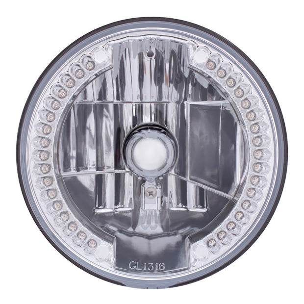 7" Crystal Headlight With 34 Amber LED Position Light