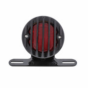 Motorcycle LED Rear Fender Tail Light With Gloss Black Grille Bezel - Red Lens