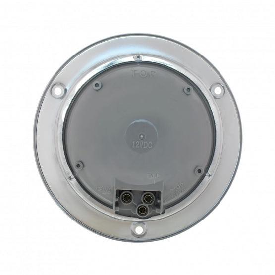 7 LED 4" Round SS Flange Light (Stop, Turn &amp; Tail) - Red LED/Red Lens