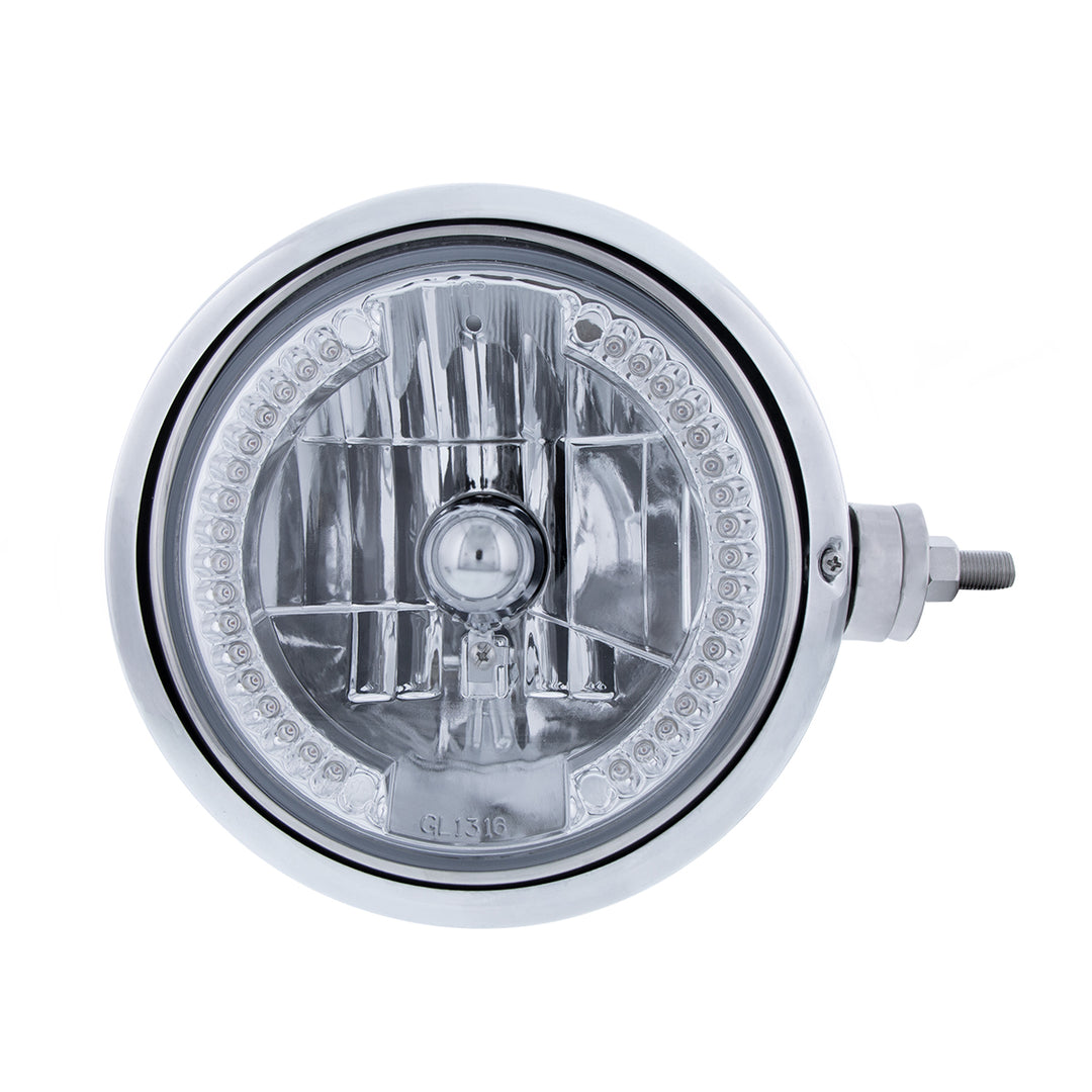 Chrome Guide 682-C Style Headlight Assembly W/Crystal Lens &amp; 34 LEDs Position Light - R/H (Horizontal Mount)