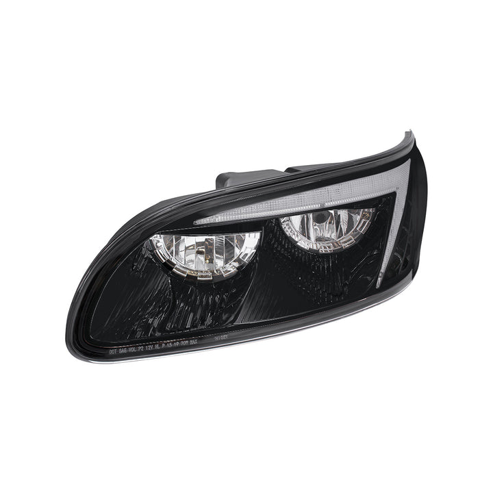Black LED Headlight With Color Changing Position Light Bar For Peterbilt 386 (2005-2015) &amp; 387 (1999-2010) - Driver