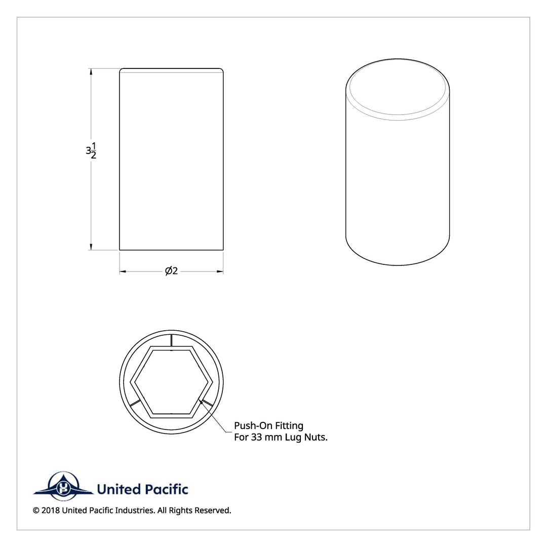 33mm X 3-1/2" Chrome Plastic Cylinder Nut Covers - Push-On (60-Pack)