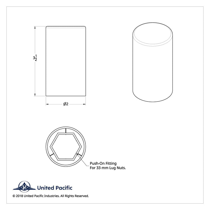 33mm X 3-1/2" Chrome Plastic Cylinder Nut Covers - Push-On (60-Pack)