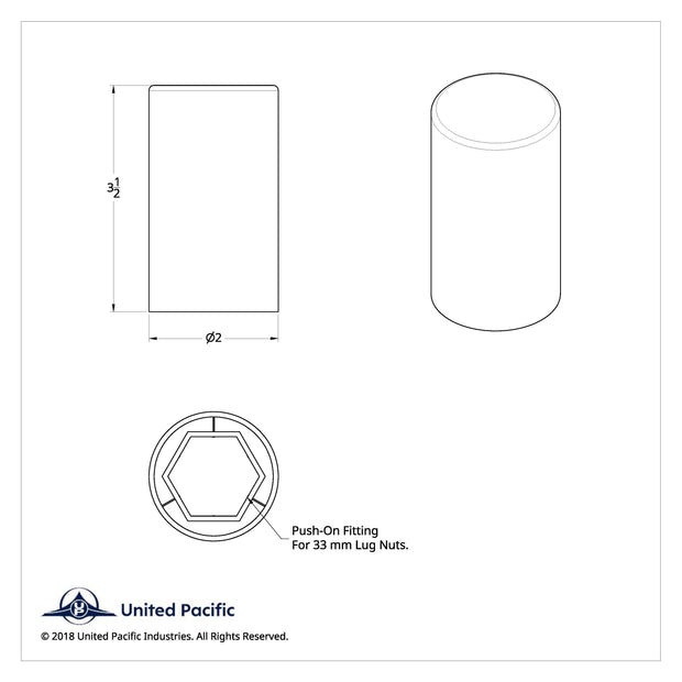 33mm X 3-1/2" Chrome Plastic Cylinder Nut Covers - Push-On (60-Pack)