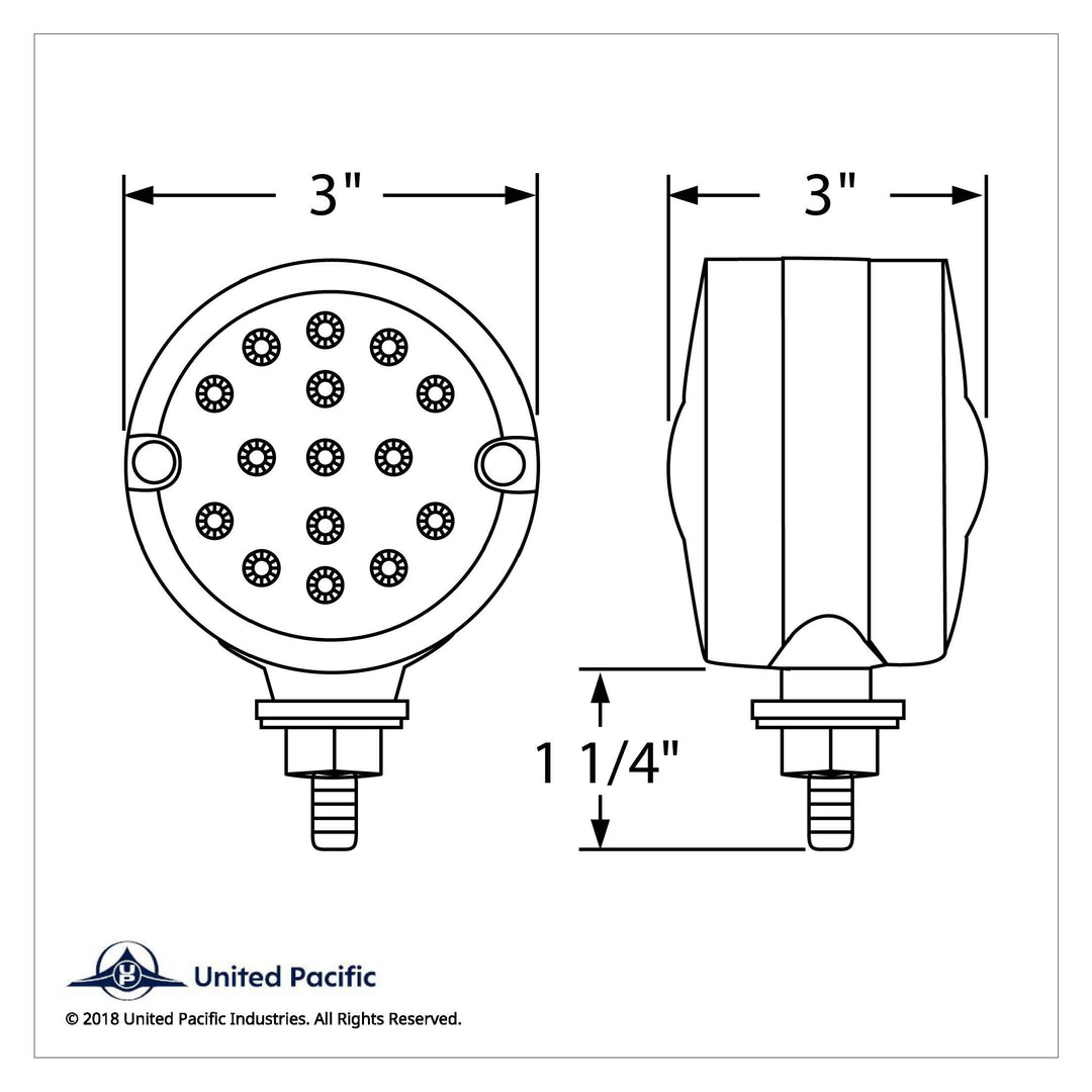 30 LED 3" Dual Function Reflector Double Face Light - Amber LED/Amber Lens