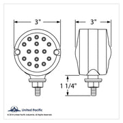 30 LED 3" Dual Function Reflector Double Face Light - Amber LED/Amber Lens