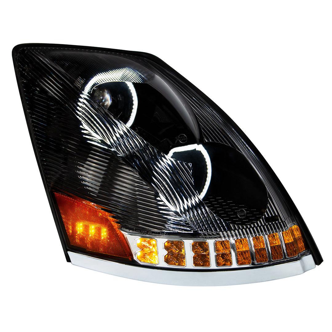 Black 10 LED Headlight For 2003-2017 Volvo VN/VNL - Passenger Side